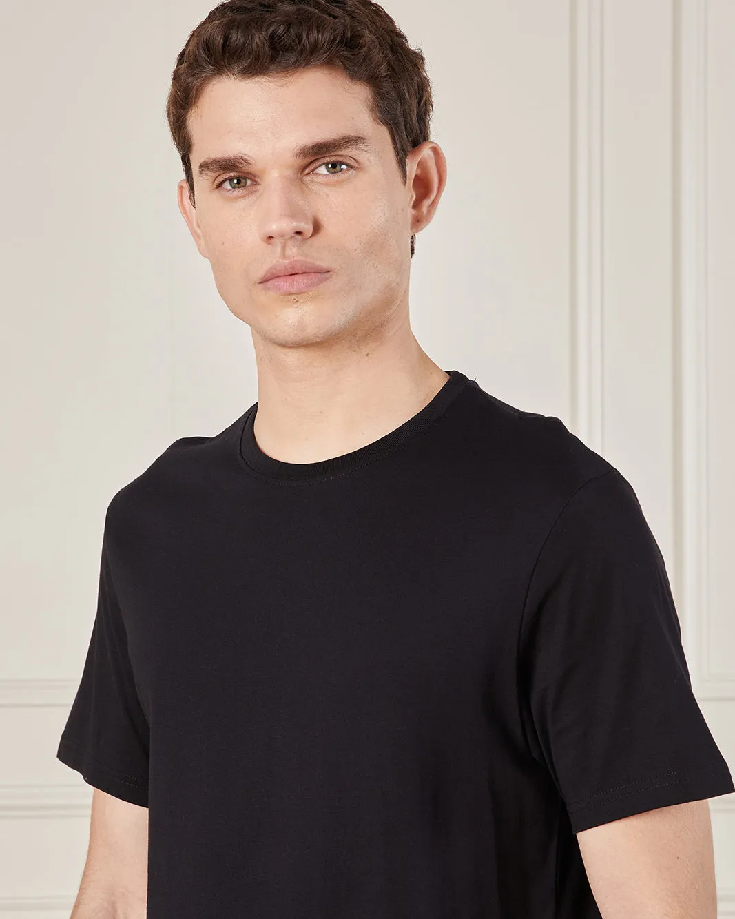 Men Black Basic Solid T-Shirt sold by Redtag product image thumbnail 4