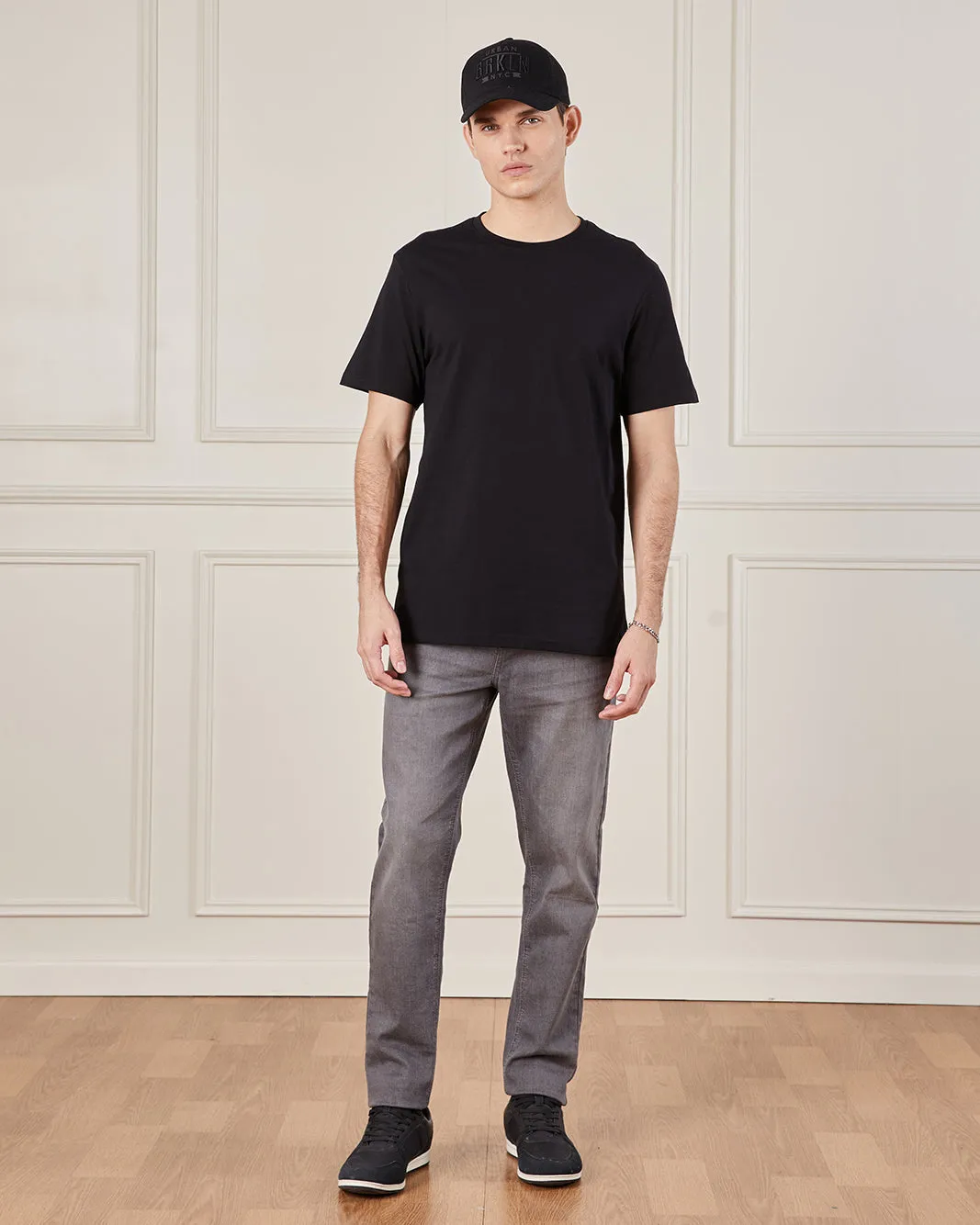Men Black Basic Solid T-Shirt sold by Redtag product image thumbnail 2