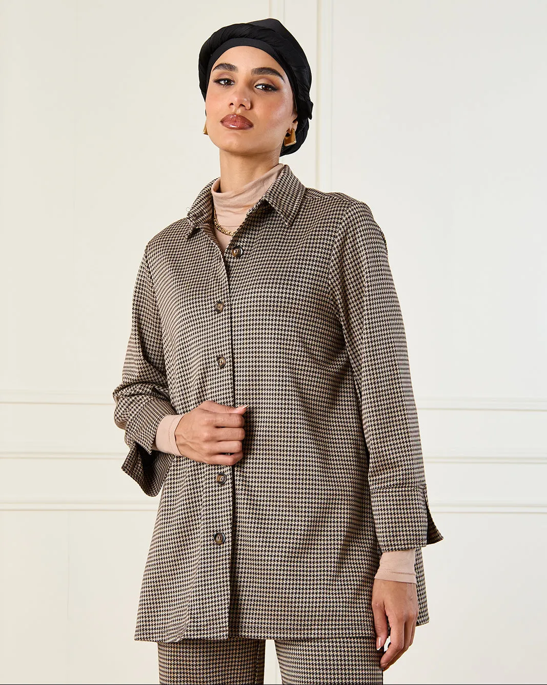 Women Brown Collared Button Front Blouse sold by Redtag