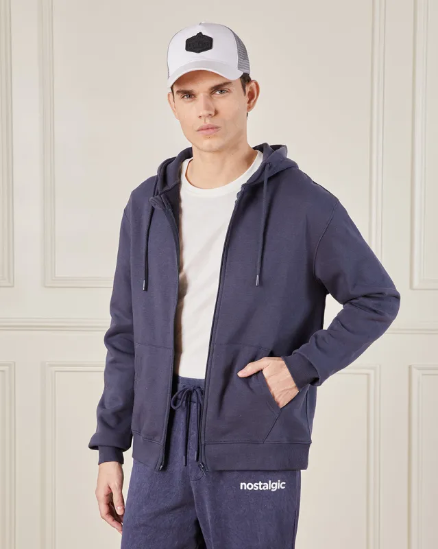 Men Blue Hooded Sweatshirt sold by Redtag