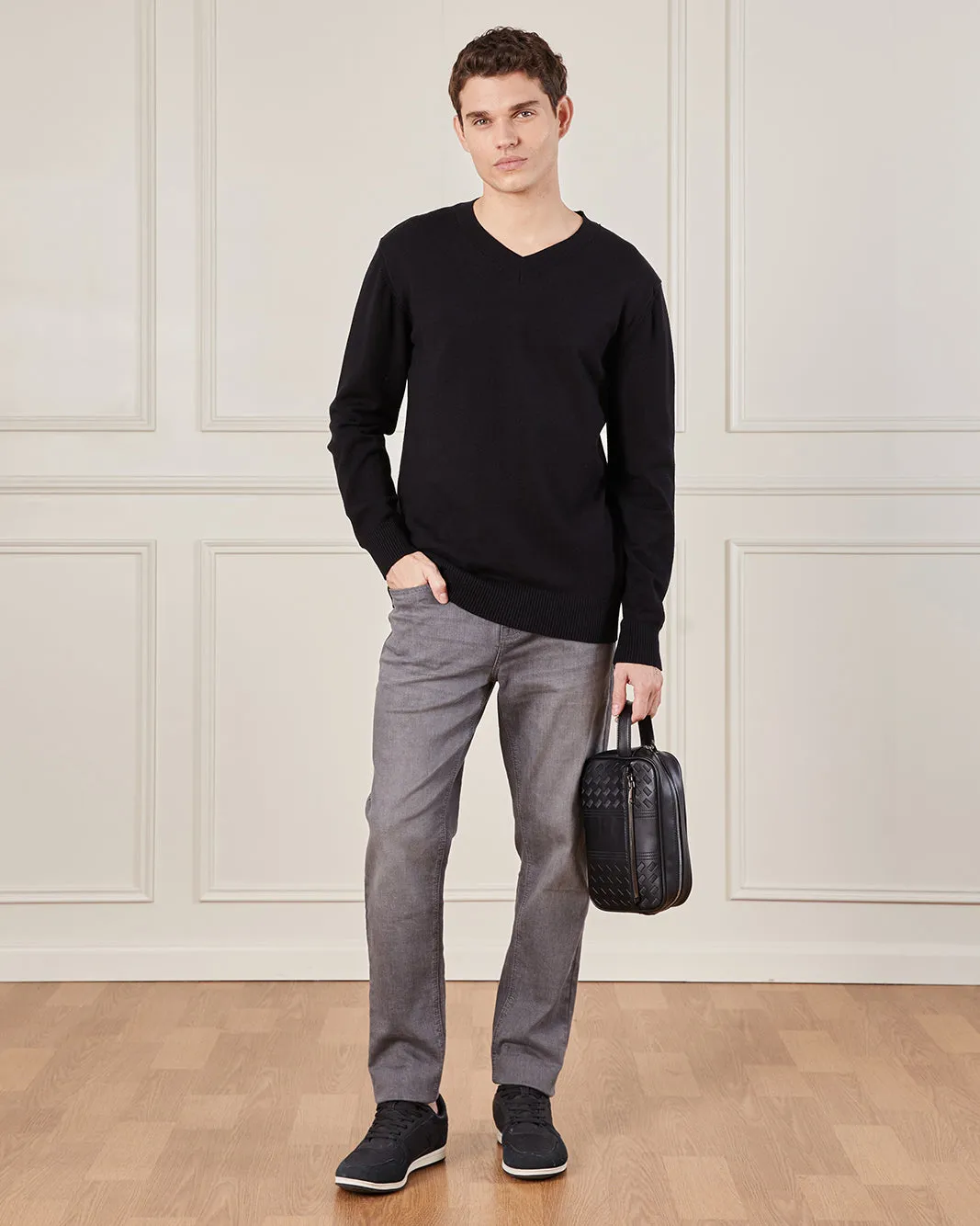Men Black Solid Sweater sold by Redtag product image thumbnail 2
