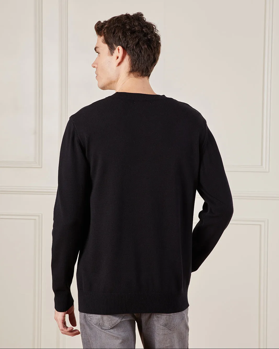Men Black Solid Sweater sold by Redtag product image thumbnail 3