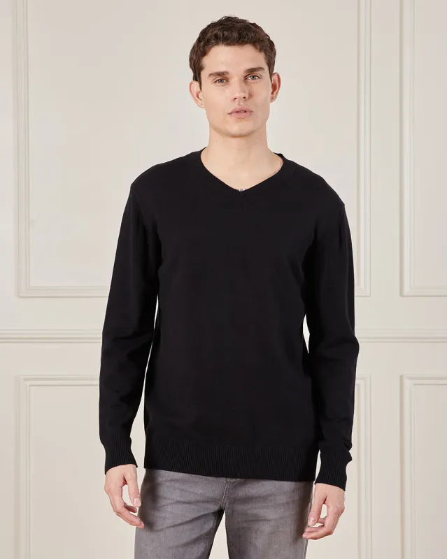 Men Black Solid Sweater sold by Redtag