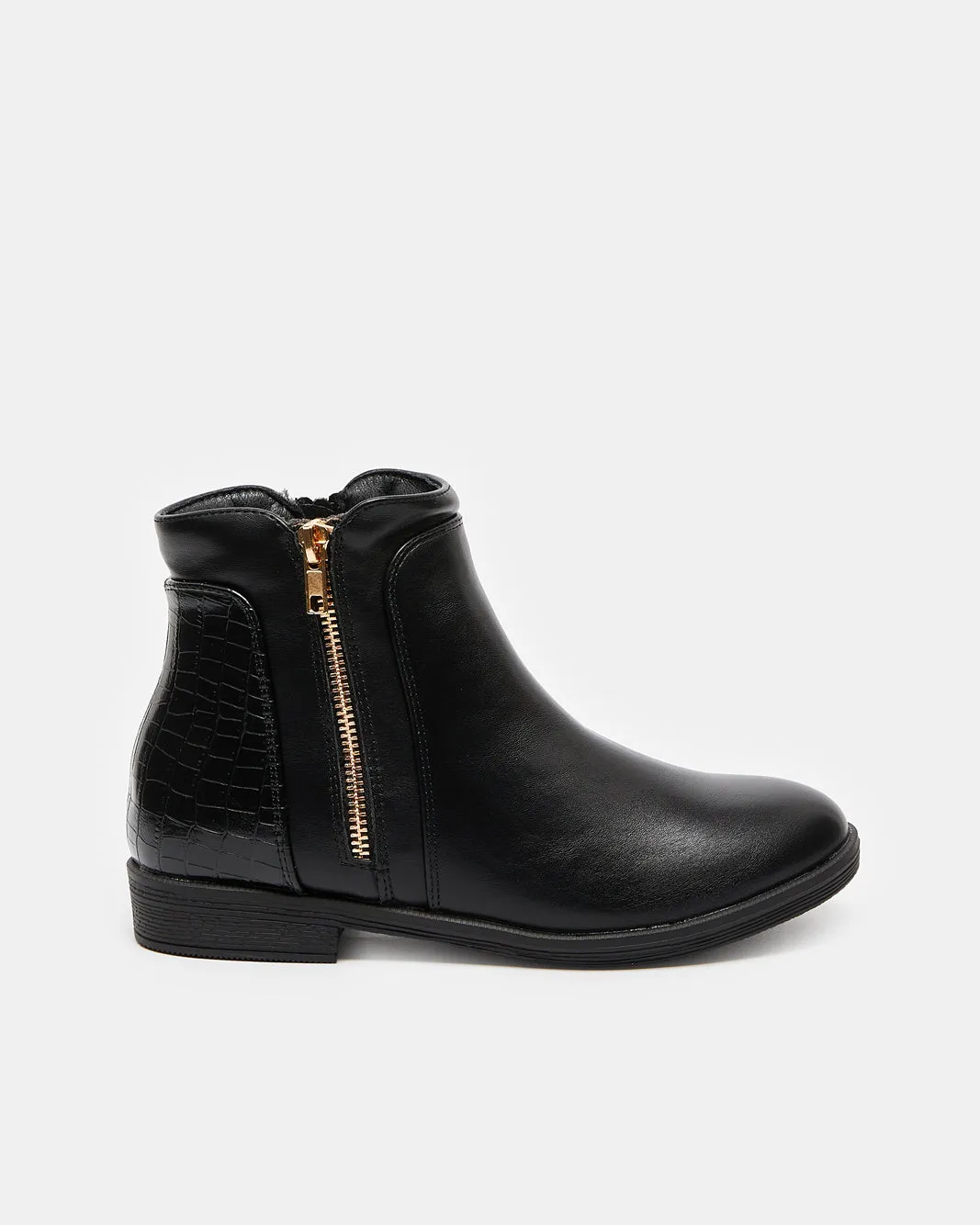 Senior Girls Black Zipper Ankle Boot sold by Redtag