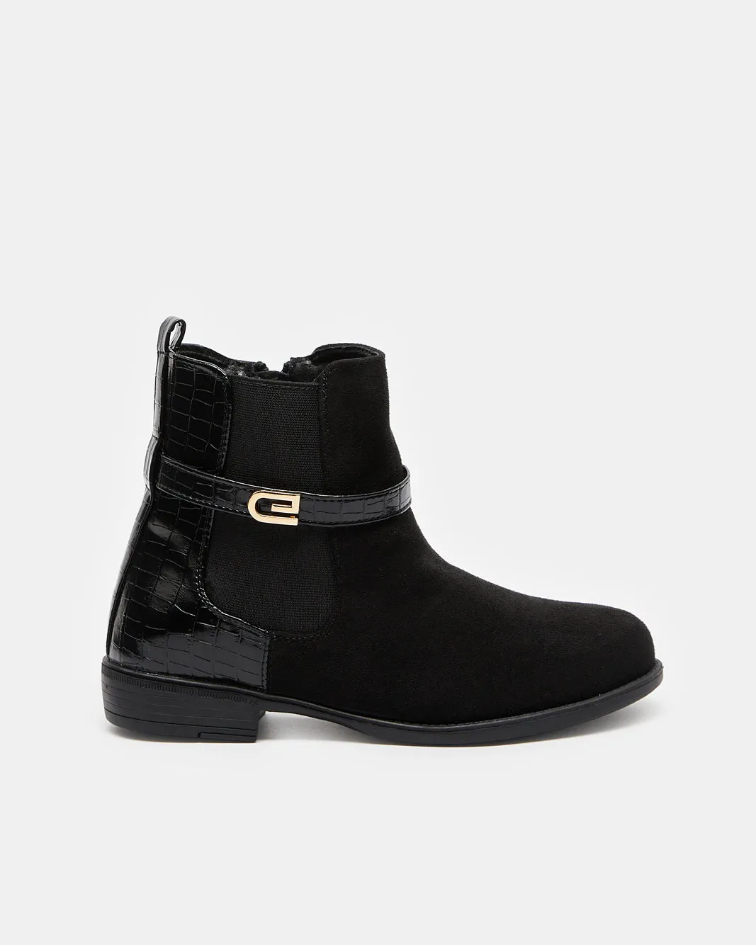 Senior Girls Black Buckle Chelsea Boot sold by Redtag
