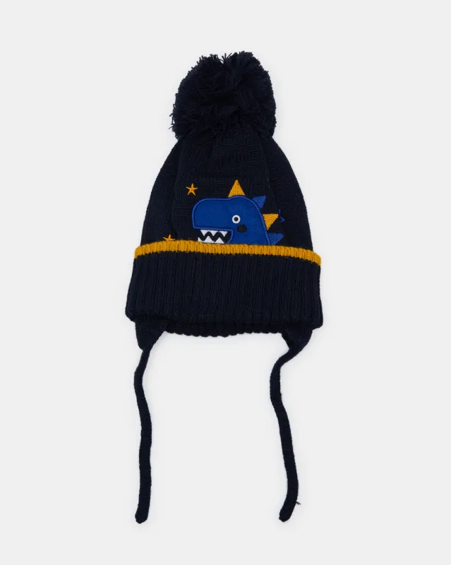 Boys Navy Dino Knitted Cap sold by Redtag