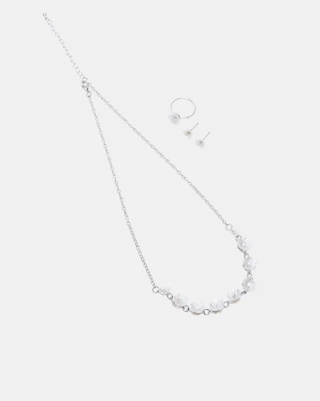 Girls Silver Embellished Necklace Set (3 Piece) sold by Redtag