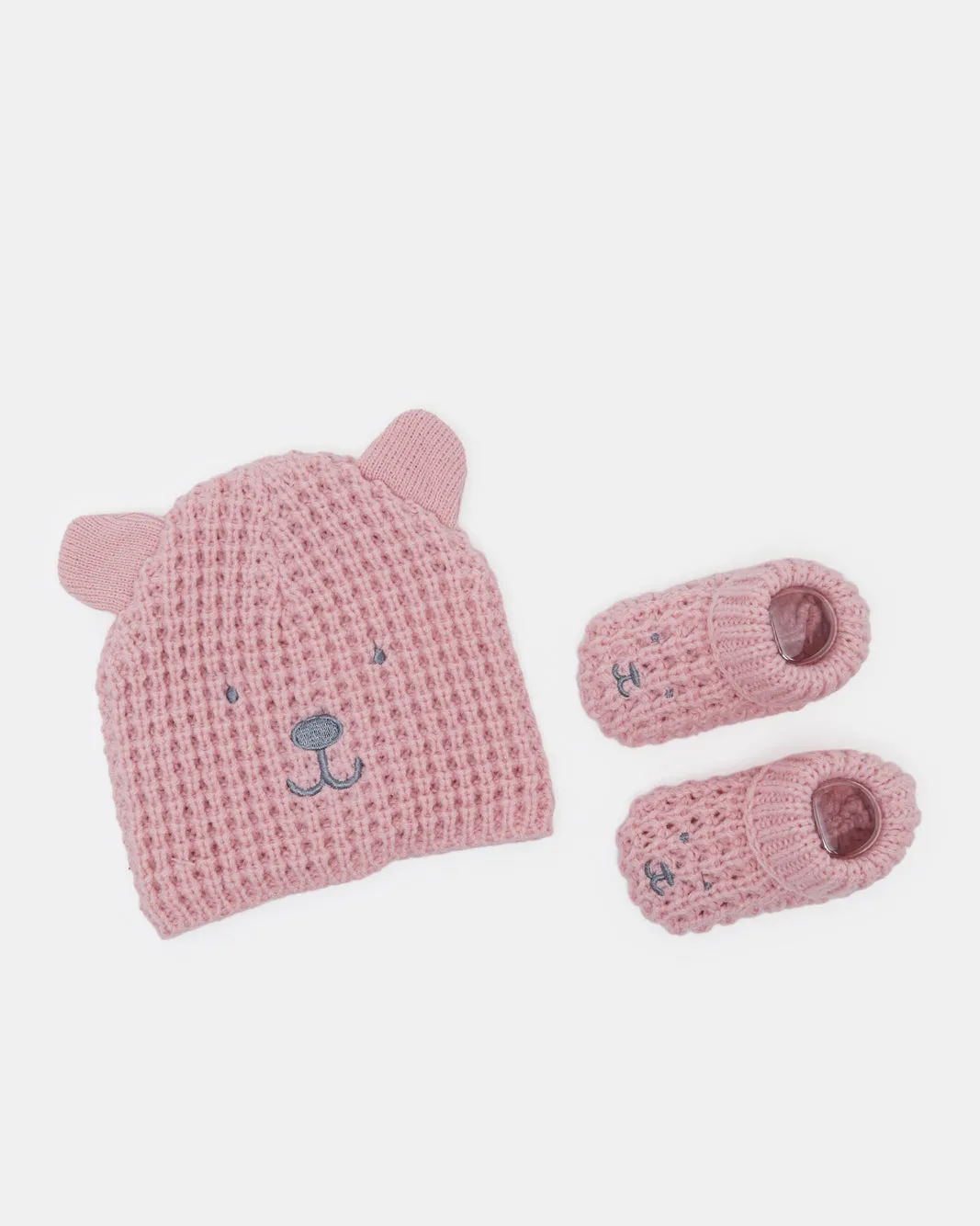 Girls Pink Knitted Cap Set (2 Piece) sold by Redtag