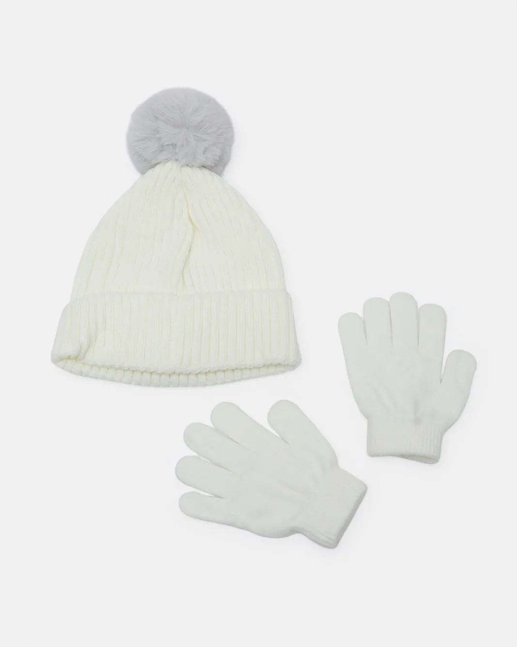 Girls White Embellished Cap With Gloves Set (2 Piece) sold by Redtag product image thumbnail 2
