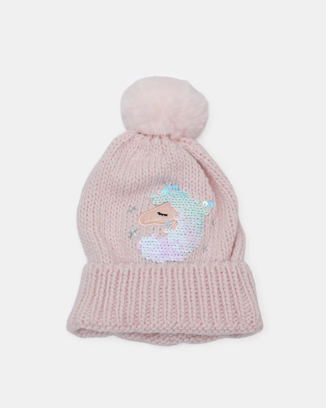 Girls Pink Embellished Knit Cap sold by Redtag