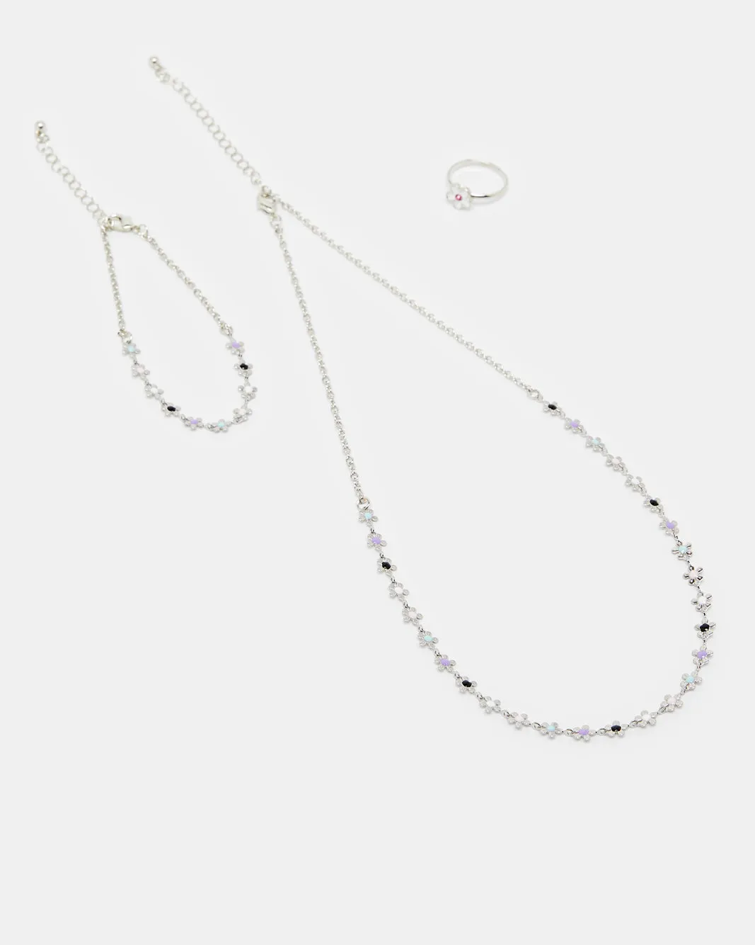 Girls Silver Embellished Necklace Set (3 Piece) sold by Redtag