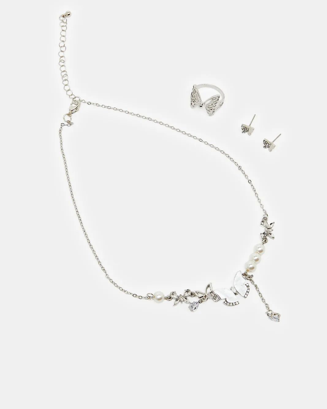 Girls Silver Embellished Necklace Set (3 Piece) sold by Redtag