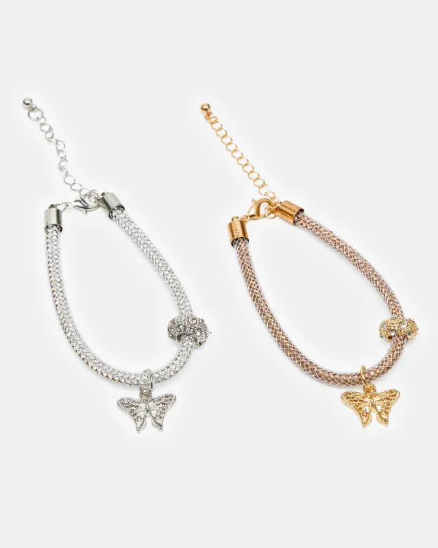 Girls Silver And Gold Embellished Bracelet Set (Pack of 2) sold by Redtag