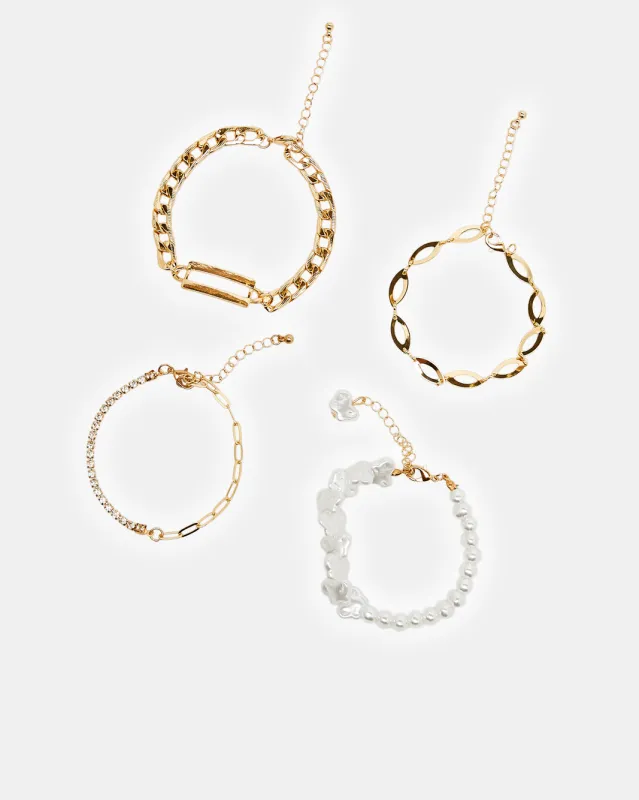 Women Gold Embellished Bracelet Set (Pack of 4) sold by Redtag