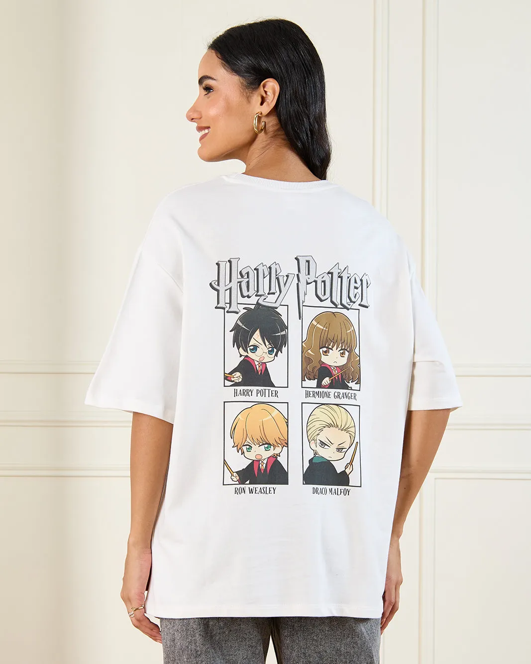 Women White Printed Over Sized T-Shirt sold by Redtag