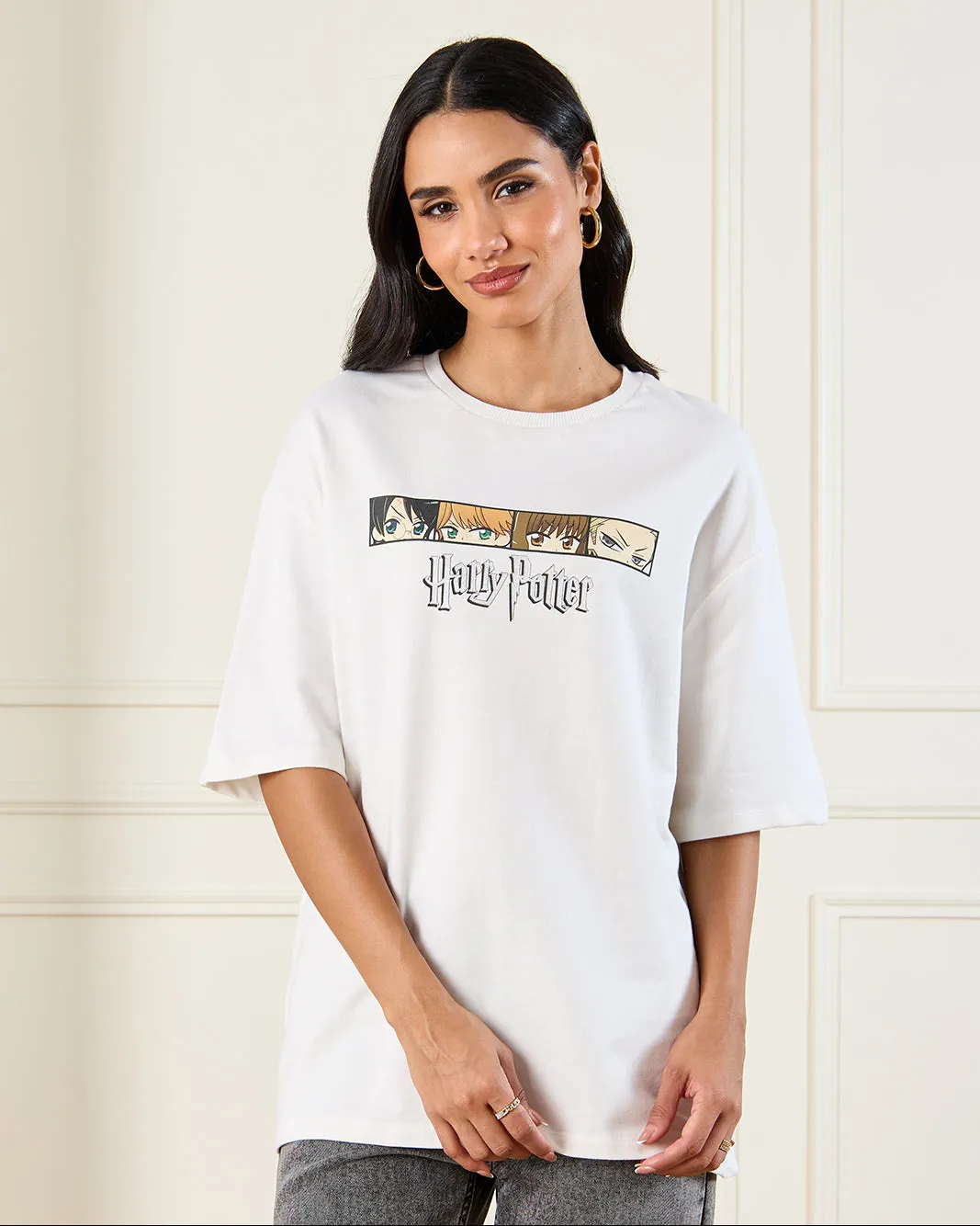 Women White Printed Over Sized T-Shirt sold by Redtag product image thumbnail 3