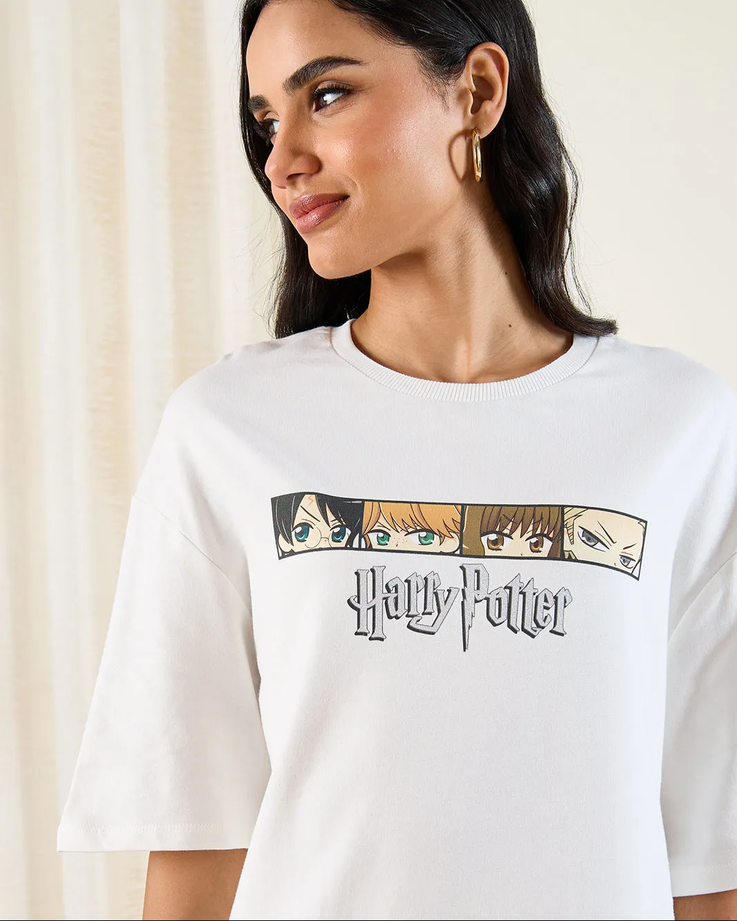 Women White Printed Over Sized T-Shirt sold by Redtag product image thumbnail 4