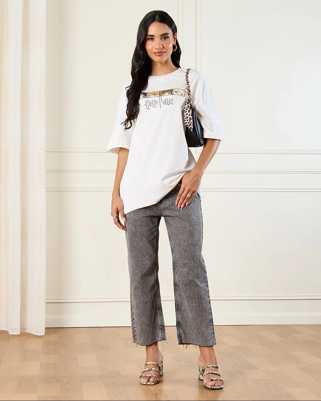 Women White Printed Over Sized T-Shirt sold by Redtag product image thumbnail 2