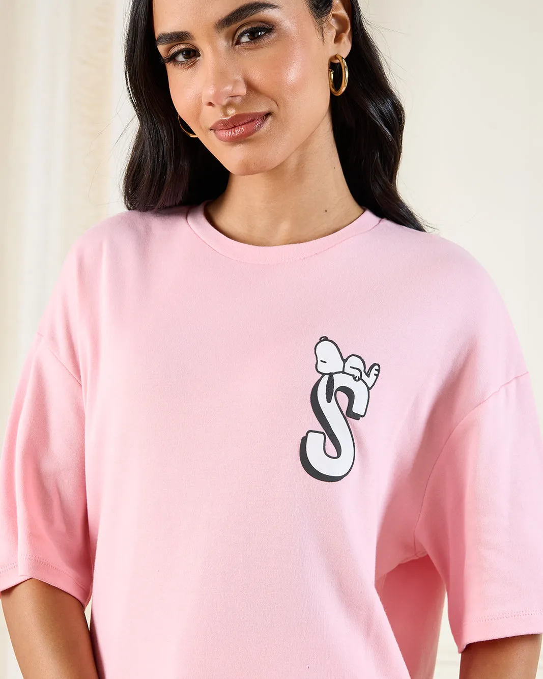 Women Pink Printed Over Sized T-Shirt sold by Redtag product image thumbnail 4