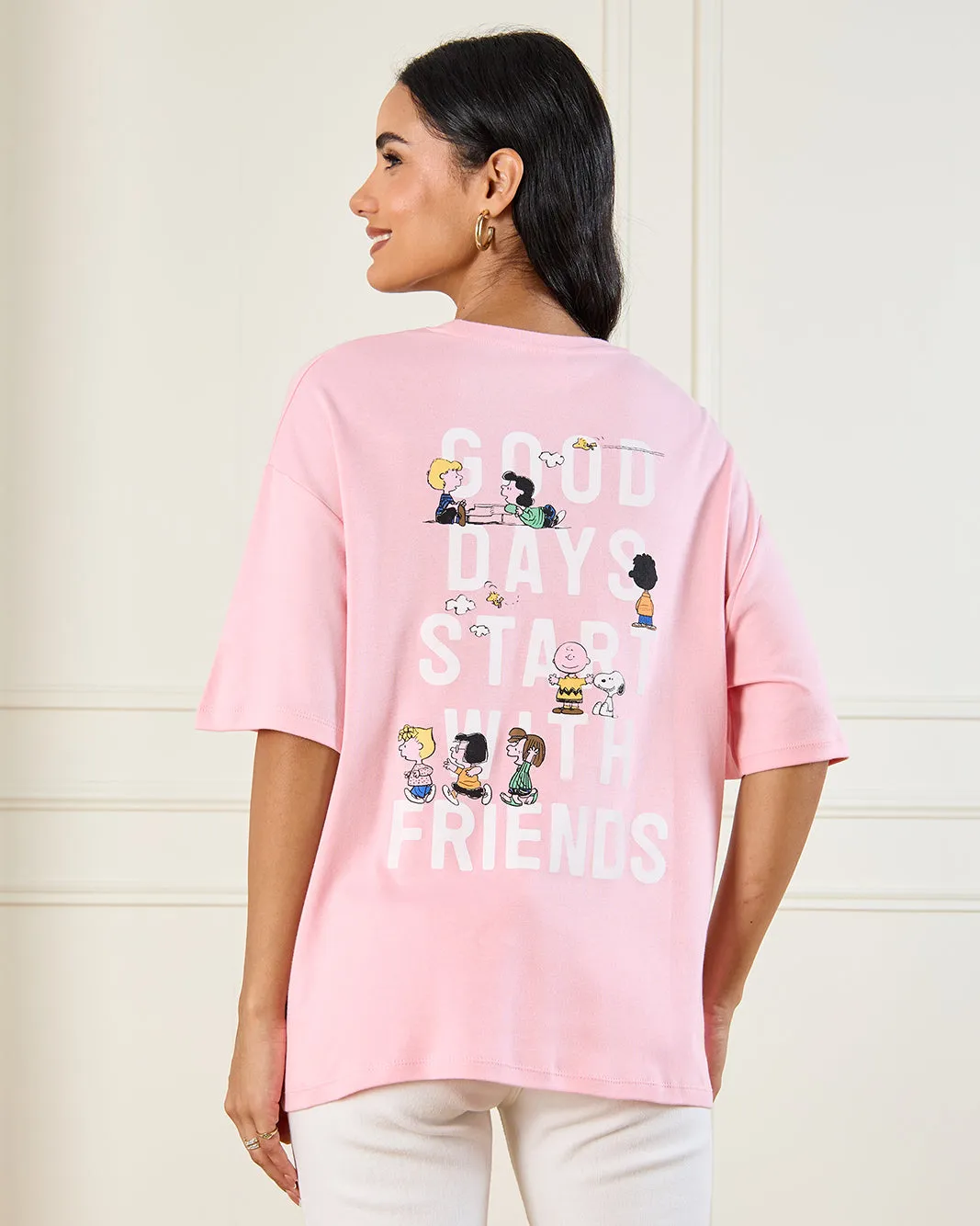 Women Pink Printed Over Sized T-Shirt sold by Redtag