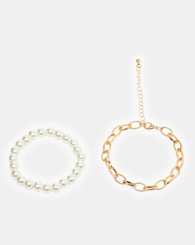Women Gold Embellished Bracelet Set (Pack of 2) sold by Redtag