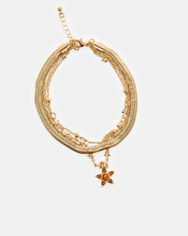 Women Gold Embellished Anklet sold by Redtag