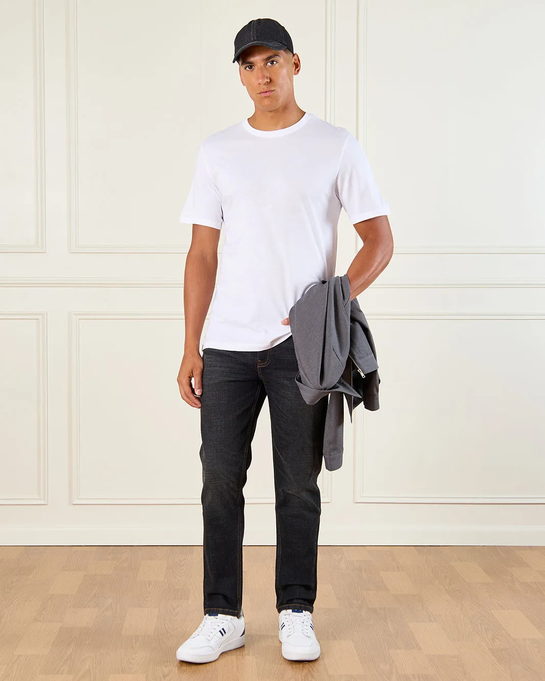 Men White Basic Solid T-Shirt sold by Redtag product image thumbnail 2