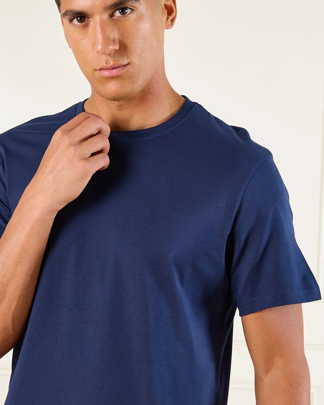 Men Navy Basic Solid T-Shirt sold by Redtag product image thumbnail 4