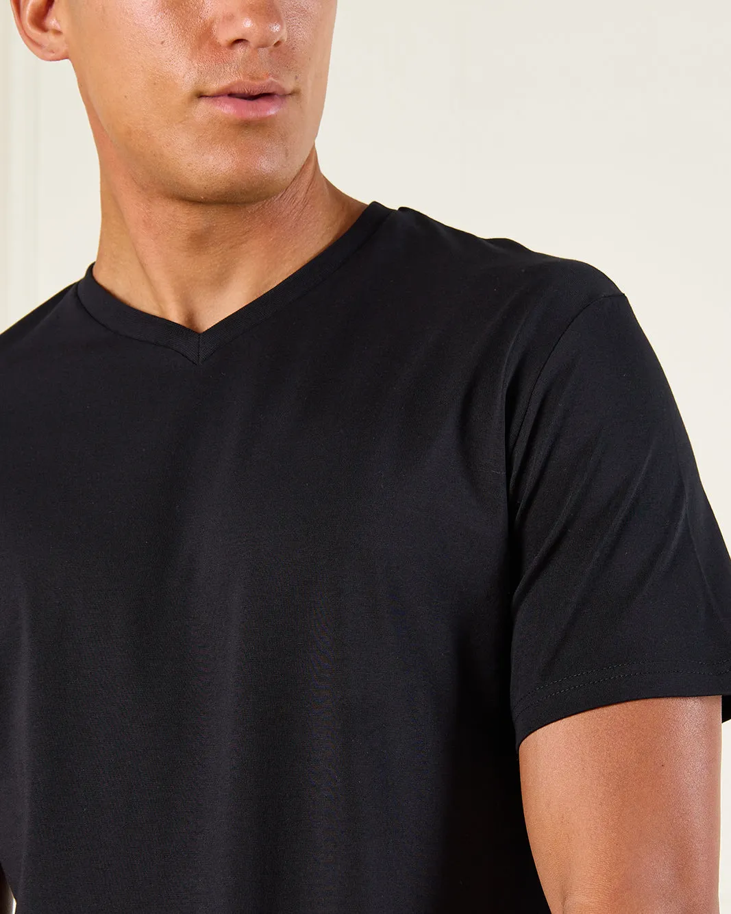 Men Black Basic Solid T-Shirt sold by Redtag product image thumbnail 4