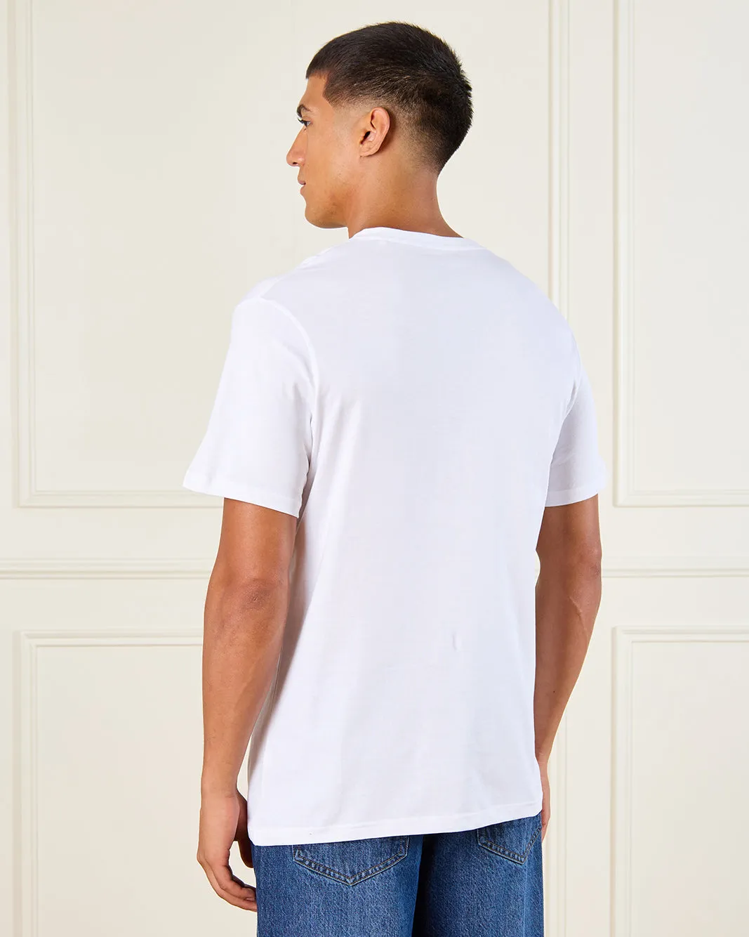 Men White Basic Solid T-Shirt sold by Redtag product image thumbnail 3