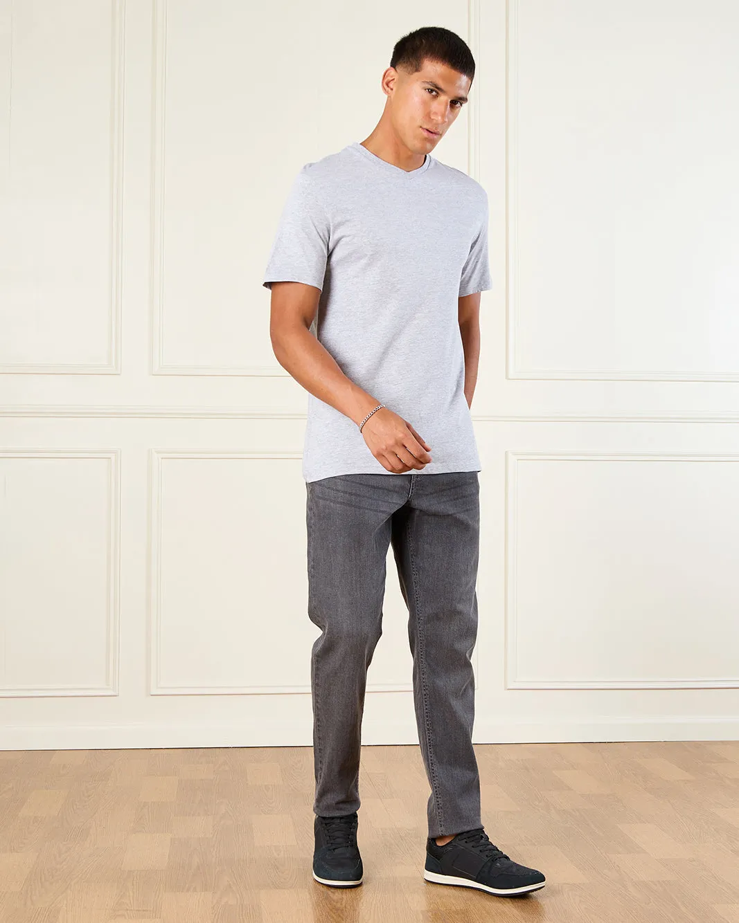 Men Grey Basic Solid T-Shirt sold by Redtag product image thumbnail 2