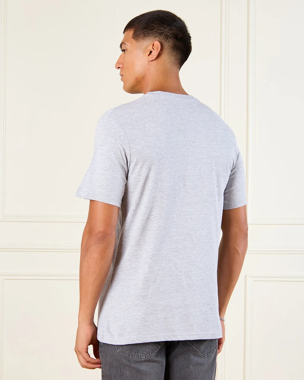 Men Grey Basic Solid T-Shirt sold by Redtag product image thumbnail 3
