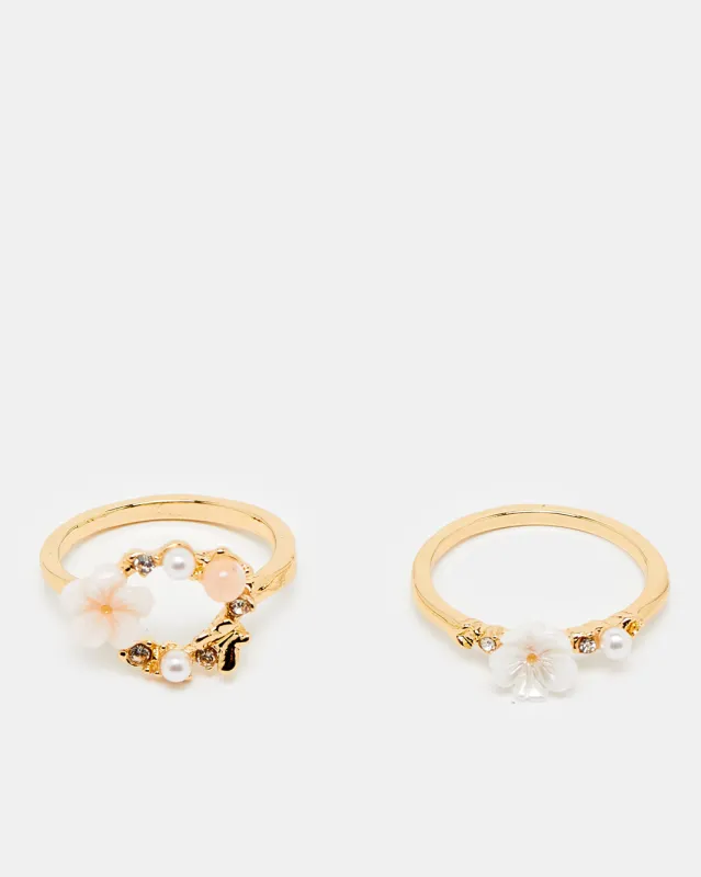 Women Gold Ring Set (2 Piece) sold by Redtag