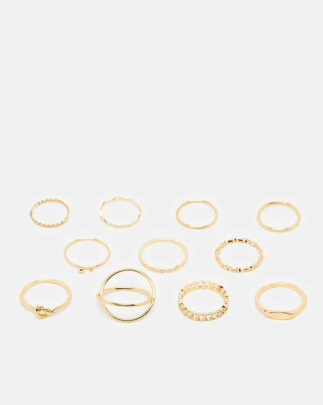 Women Gold Ring Set (11 Piece) sold by Redtag