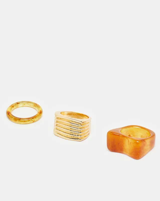 Women Gold Ring Set (3 Piece) sold by Redtag