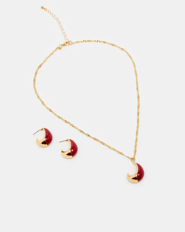 Women Gold Necklace And Earrings (2 Piece) sold by Redtag