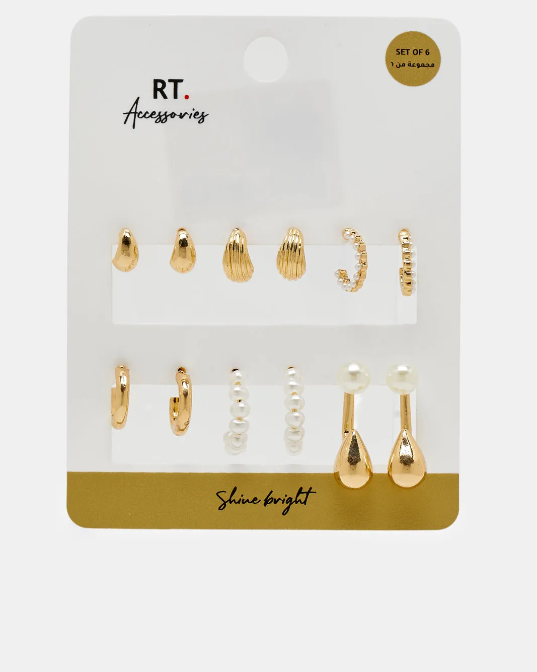 Women Gold Embellished Studs (Pack of 4) sold by Redtag