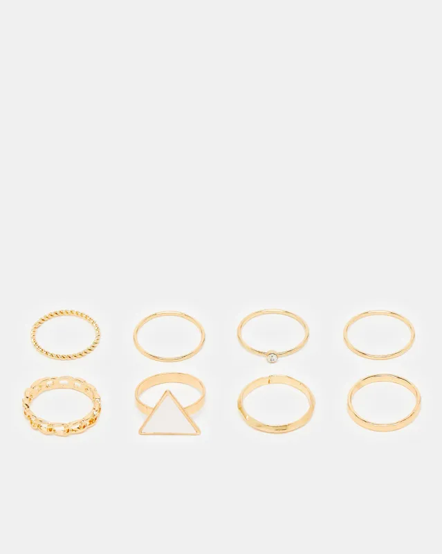 Women Gold Embellished Rings (9 Piece) sold by Redtag