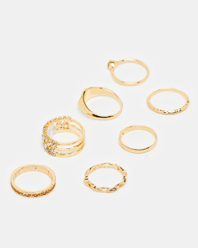 Women Gold Embellished Rings (7 Piece) sold by Redtag