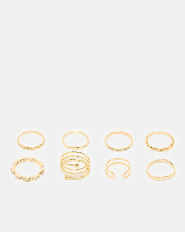 Women Gold Embellished Rings (8 Piece) sold by Redtag