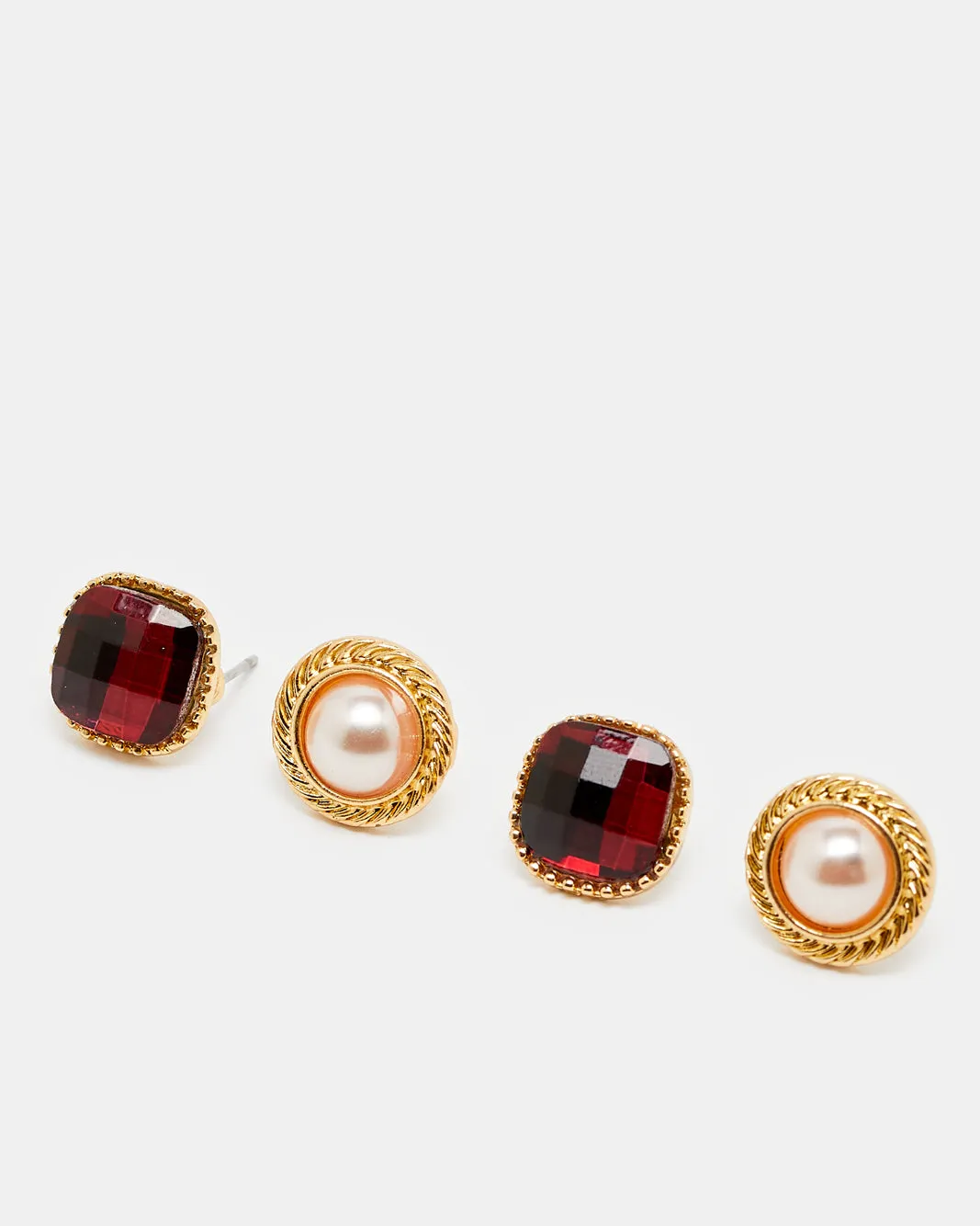 Women Gold Embellished Studs (4 Pairs) sold by Redtag product image thumbnail 2