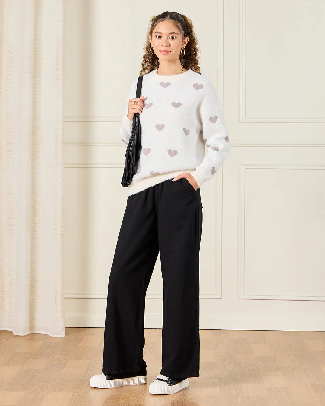 Senior Girls Black Wide leg Jeans sold by Redtag product image thumbnail 2