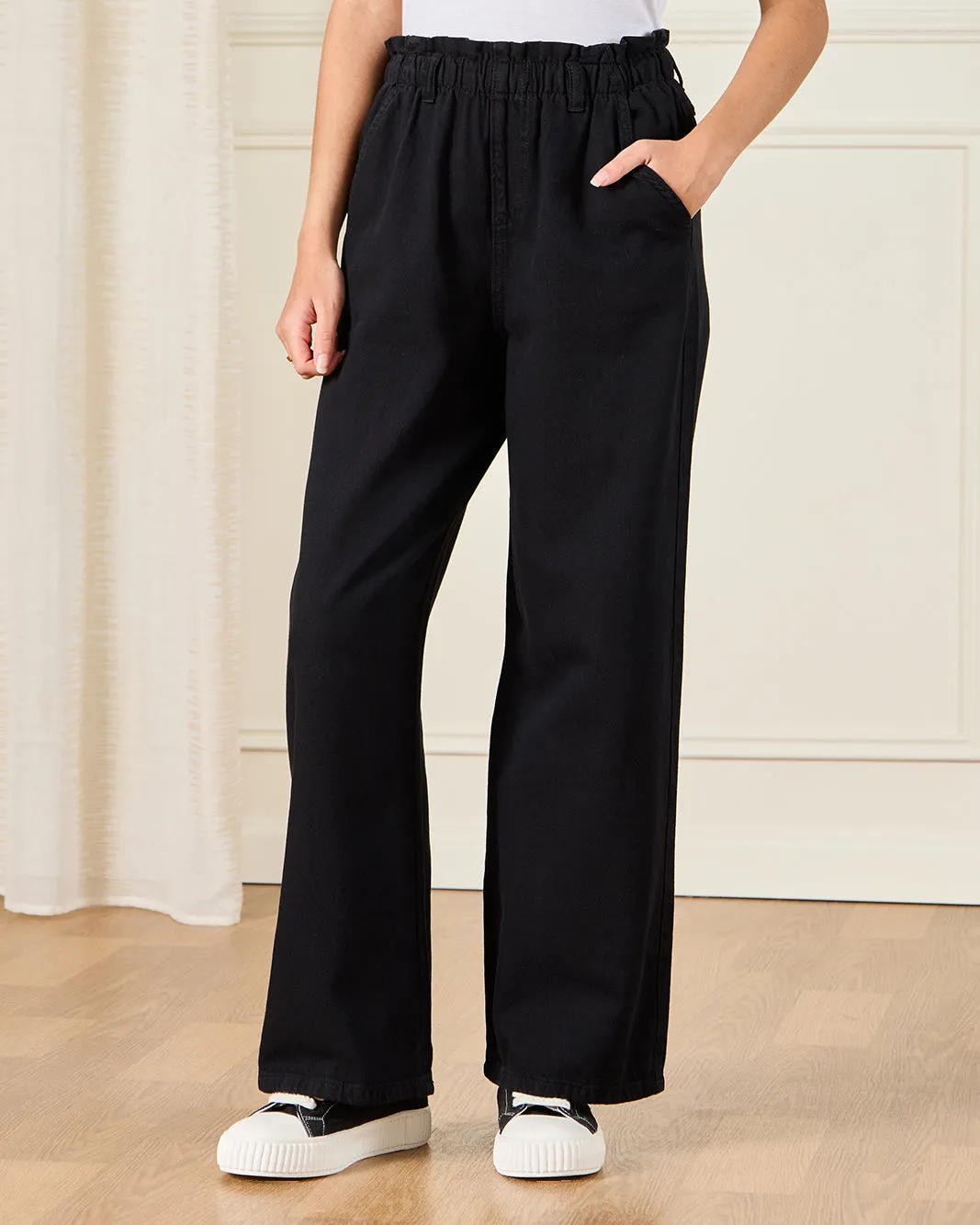 Senior Girls Black Wide leg Jeans sold by Redtag