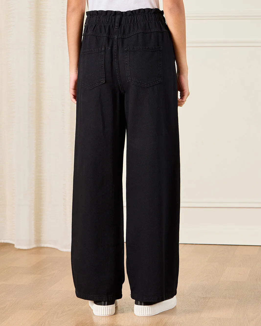 Senior Girls Black Wide leg Jeans sold by Redtag product image thumbnail 3