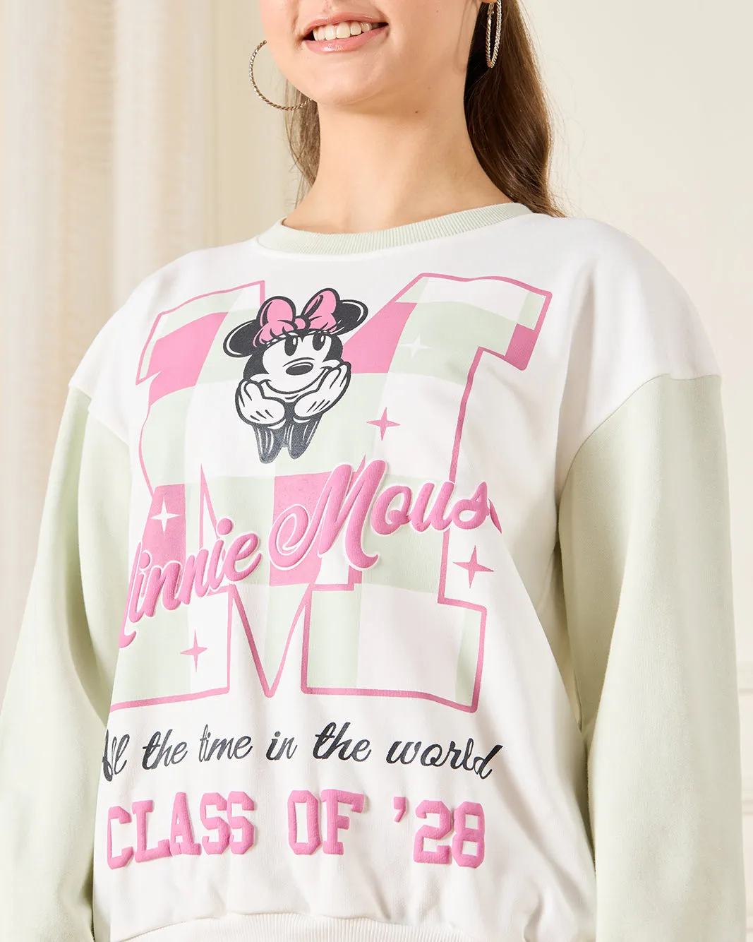Senior Girls White Minnie Printed Sweatshirt sold by Redtag product image thumbnail 4