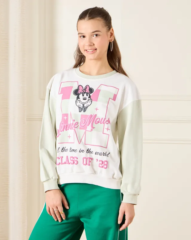 Senior Girls White Minnie Printed Sweatshirt sold by Redtag