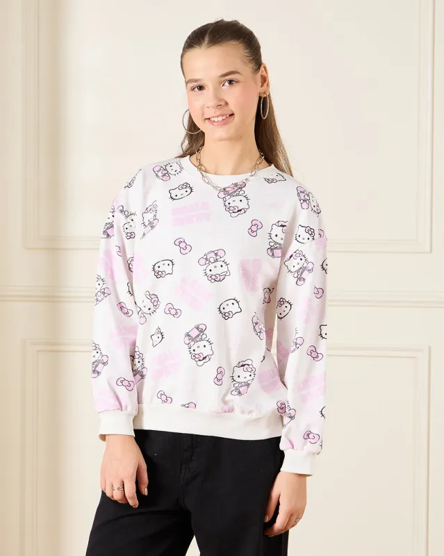 Senior Girls Pink Hello Kitty All Over Print Sweatshirt sold by Redtag