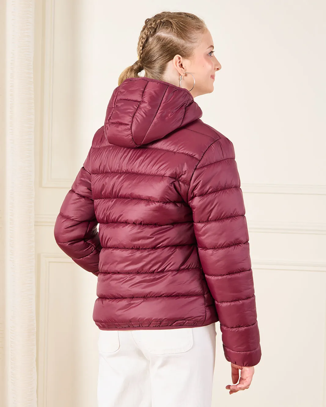 Senior Girls Burgundy Padded Hooded Jacket sold by Redtag product image thumbnail 3