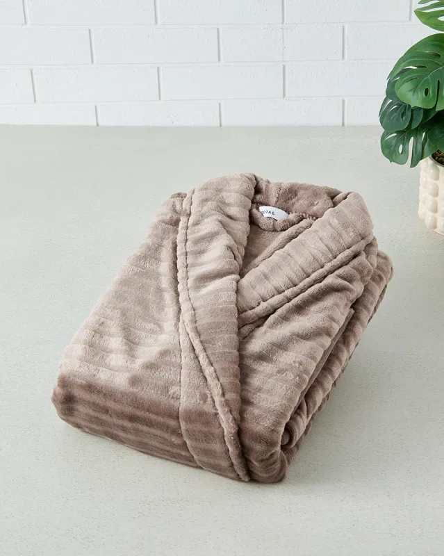 Taupe Textured Fleece Bathrobe (XL) sold by Redtag