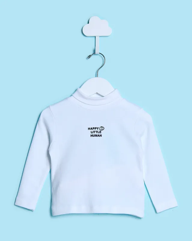 Infant Boys White High Neck T-Shirt sold by Redtag